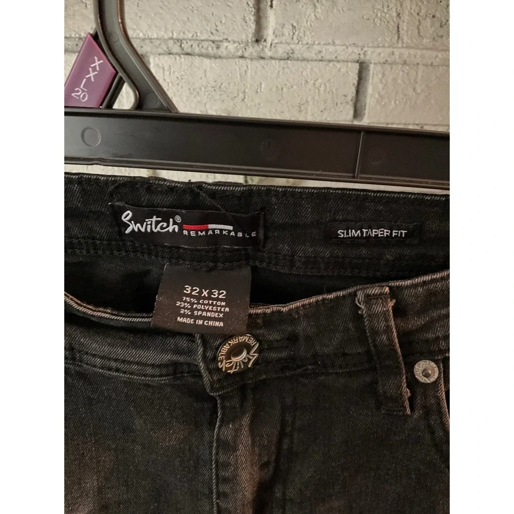 Switch Remarkable Mens Black Washed Slim Taper Cargo Moto Jeans 32x32 Streetwear